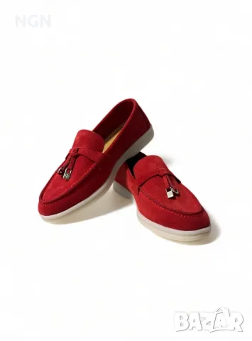 Дизайнерски мокасини LP от естествен велур в уникален червен цвят, снимка 10 - Дамски ежедневни обувки - 48679752