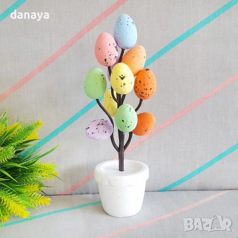 2825 Декоративно великденско дръвче с шарени яйца, 25см