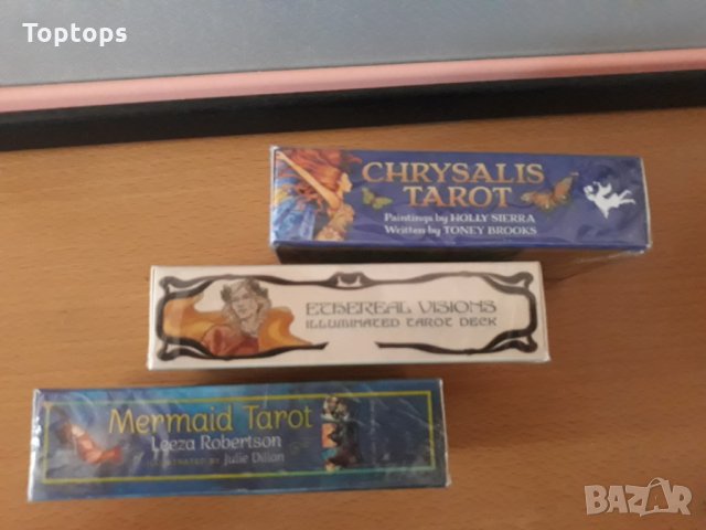 78 таро карти: Mermaid Tarot & Chrysalis Tarot & Ethereal Visions Tarot, снимка 3 - Карти за игра - 33780267