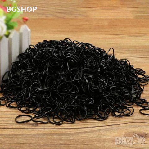 Силиконови ластици за плитки - Черни 1000 броя пакет, снимка 2 - Аксесоари за коса - 31511710