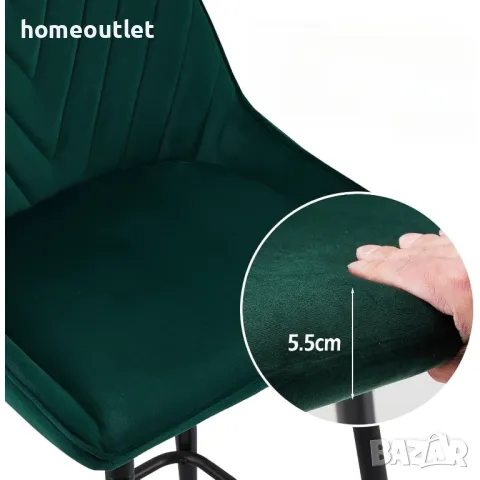 ПРОМОЦИЯ Бар стол с облегалка и дамаска от кадифе, височина 104см, к-т от 2бр - C-U-BS-B0304GR, снимка 4 - Столове - 49099682