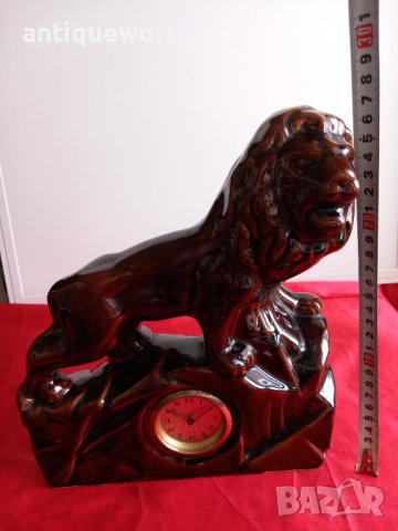 Стар Немски Порцеланов Настолен Каминен Часовник ЛЪВ, снимка 7 - Антикварни и старинни предмети - 44413387