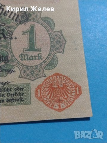 Рядка банкнота една марка 1914 година Германия с червен печат за колекция - 18857, снимка 6 - Нумизматика и бонистика - 31186574