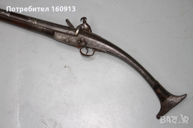 Рядка къса кремъчна пушка Арнаутка кремъклийка с интересна цев., снимка 5 - Антикварни и старинни предмети - 51626413