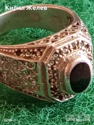 Авторски сребърен пръстен майсторска орнаментика с ЧЕРЕН ОНИКС ювелирна изработка 33480, снимка 7 - Пръстени - 52911823