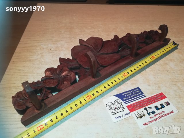 Закачалка стенна със цветя дърворезба 3012201954, снимка 2 - Колекции - 31262703