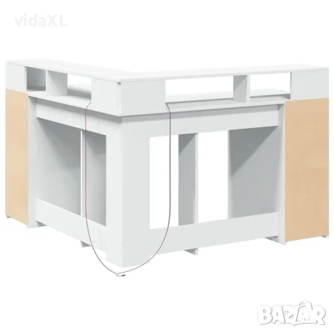 vidaXL Бюро с LED осветление, бяло, 130x130x91 см, инженерно дърво, снимка 7 - Бюра - 56147019