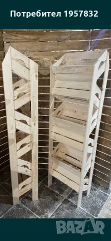 Двулицев дървен стелаж за плод и зеленчук и не само, снимка 4 - Стелажи и щандове - 48841422