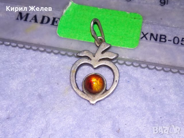 СРЕБЪРНА ЯГОДКА ФИГУРАЛЕН АРТ ПЕНДАНТ СРЕБРО 925 със СКЪПОЦЕННО ШЛИФОВАНО КАМЪЧЕ РЕТРО БИЖУ 18033, снимка 8 - Антикварни и старинни предмети - 39379317