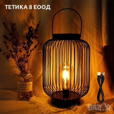 Декоративен ЛЕД фенер, Лампа с батерии 11", метална клетка, , снимка 6 - Декорация за дома - 50572218