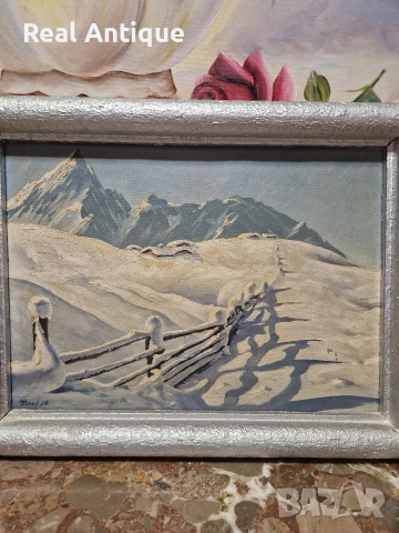 Стара страхотна антикварна картина авторска масло върху платно , снимка 3 - Антикварни и старинни предмети - 54224122