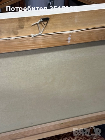 красива голяма картина зимна ловна сцена маслени бои автор, снимка 6 - Картини - 52874846