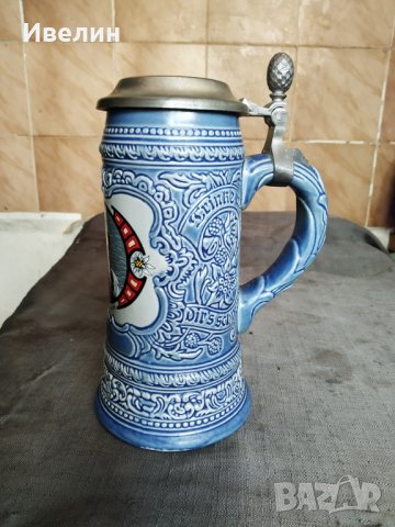 стара халба с капак, снимка 2 - Антикварни и старинни предмети - 29841394