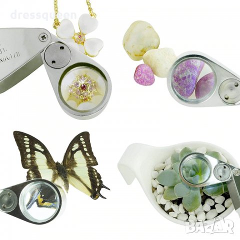 9890 Сгъваема джобна лупа 40х25мм с осветление, снимка 2 - Други стоки за дома - 30530538