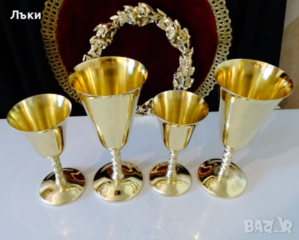 Бронзови чаши за вино 250 мл.,лози,грозде,позлата. , снимка 11 - Антикварни и старинни предмети - 52228396