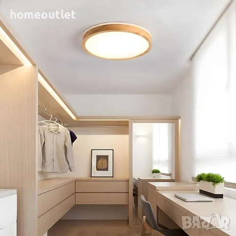 ПРОМОЦИЯ Лед лампа в кръгла форма с дървена рамка 60X60, X001VC52P7, снимка 3 - Лед осветление - 48443629