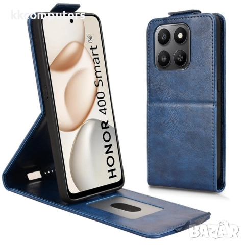 Кожен флип калъф за Honor X7d / 400 Smart- Стенд и Холдер за Карти, вкл. Протектор, 4 Цвята