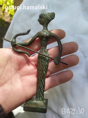 Стара бронзова статуетка Артемида, снимка 5 - Антикварни и старинни предмети - 54316314