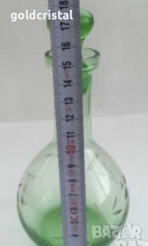 Ретро чашки с гарафа за ракия цветно зелено стъкло, снимка 8 - Антикварни и старинни предмети - 33551594