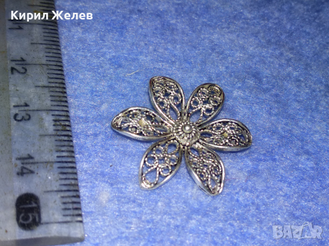 СТАРА ФЛОРАЛНА ФИЛИГРАННА СРЕБЪРНА БРОШКА ЦВЕТЕ СРЕБРО 925 ФИНА РЪЧНА МАЙСТОРСКА ИЗРАБОТКА 43305, снимка 9 - Антикварни и старинни предмети - 44664209