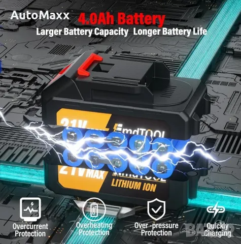 Акумулаторен ударен гайковерт, 1/2-инчов задвижващ ударен ключ с висок въртящ момент, 2500RPM , снимка 6 - Винтоверти - 49922120