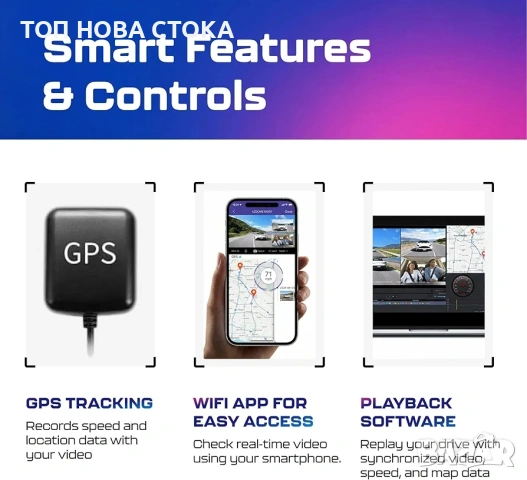 Видеорегистратор AZDOME PG17 4K+FHD, WiFi 6, Нощно виждане, 150°, 12", снимка 5 - Аксесоари и консумативи - 54159960