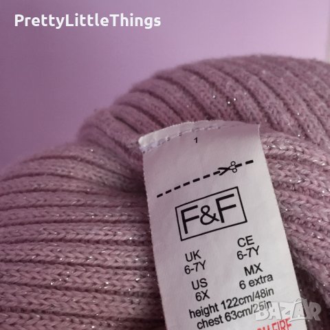 Блестяща розова блузка F&F 6-7 г. , снимка 3 - Детски пуловери и жилетки - 35485790