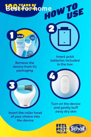 Електрическа пила за крака Scholl Velvet Smooth с пълнител за напукани пети , снимка 6 - Електрически пили за пети - 51807360