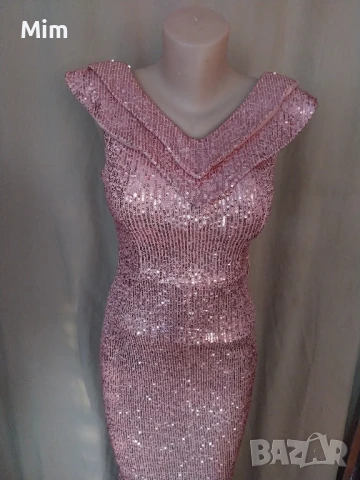 Официални дълги рокли в розово с пайети и маслено зелена, снимка 14 - Рокли - 51002483