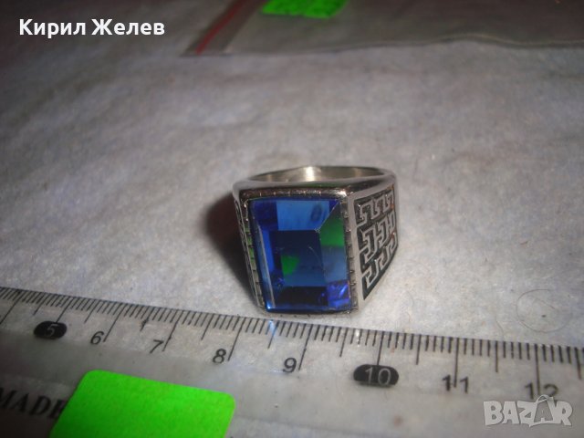 СТИЛЕН СКЪПОЦЕНЕН ДИЗАЙНЕРСКИ АРТ ПРЪСТЕН от БЛАГОРОДНА Нрж СТОМАНА с ФАСЕТИРАН САПФИР-КРИСТАЛ 31383, снимка 8 - Пръстени - 38056263