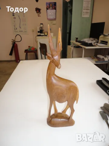 Дървена фигура пластика антилопа газела , снимка 5 - Декорация за дома - 50254795