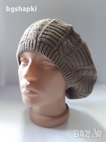 Дамска плетена шапка барета-22
