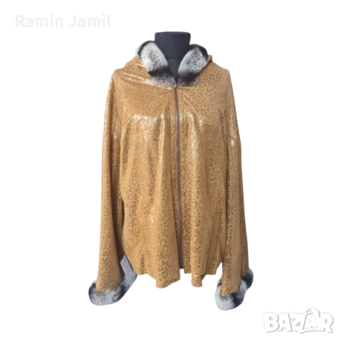 Луксозно дамско палто от естествена кожа с косъм чинчила, снимка 6 - Якета - 51513183