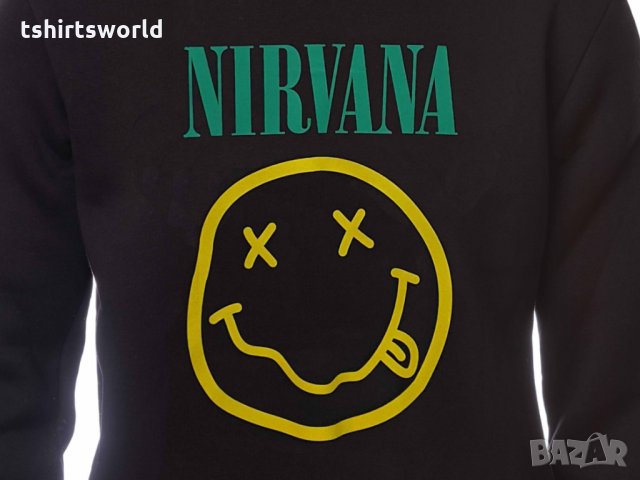 Нов мъжки суичър с трансферен печат на музикалната група Nirvana (Нирвана), снимка 2 - Суичъри - 31757713