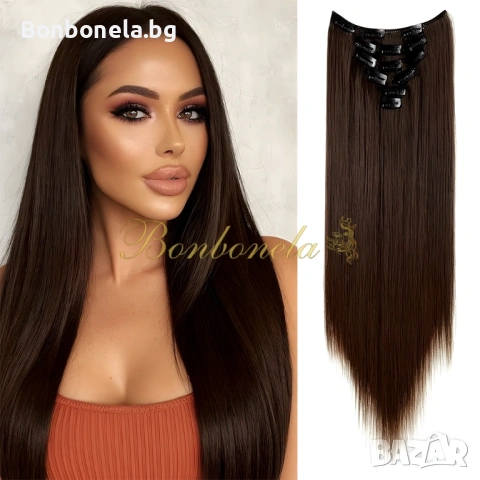 Екстеншън с клипс / треса / 7 реда треси с клипси / Удължение за Коса, снимка 2 - Аксесоари за коса - 53032248