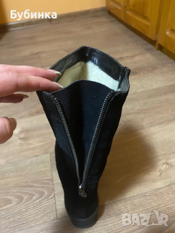 Дамски ботуши от естествен велур/Rieker, снимка 3 - Дамски ботуши - 52731037