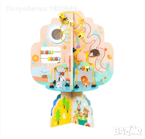 Дървена игра с 8 различни активности - дърво MoniToys, снимка 4 - Образователни игри - 53950676