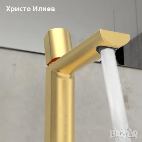 Смесител за мивка със сифон Дизайнерски Луксозен внос от Германия Златен, снимка 5 - Смесители - 49271082