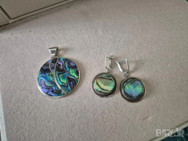 комплект сребро и седеф, снимка 8 - Бижутерийни комплекти - 53291202