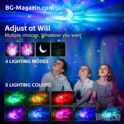 Лазерен звезден проектор Астронавт звездно небе нощна лампа с Bluetooth прожектирана на тавана деца, снимка 2 - Прожектори - 51049148