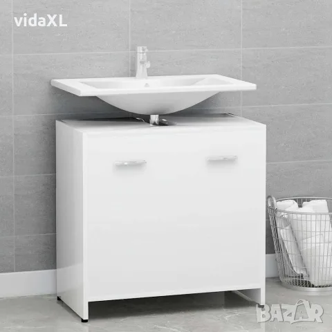 vidaXL Шкаф за баня, бял, 60x33x61 см, инженерно дърво, снимка 2 - Шкафове - 56147721