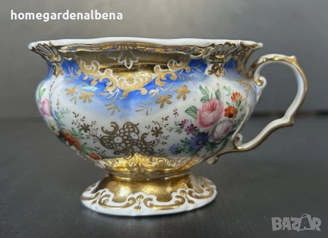 Антикварна порцеланова чаша с чинийка — ръчна живопис — KPM Berlin — около 1840 г., снимка 11 - Колекции - 54233908
