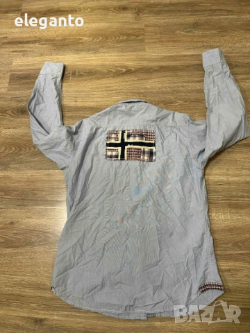 Мъжка памучна риза дълъг ръкав Napapijri Flag slim fit Long sleeve shirt , XXL размер, снимка 6 - Ризи - 53262649