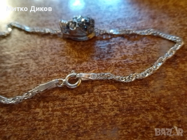 Сребърна гривна с череп проба 925- 3.55 грама нова , снимка 4 - Гривни - 53901956