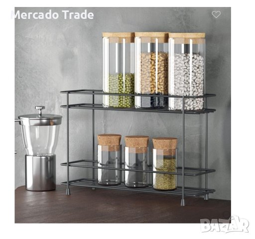 Метален рафт Mercado Trade, За кухня, За съхранение, 2 нива, Черен, снимка 3 - Аксесоари за кухня - 40276036