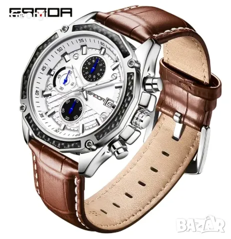 Мъжки елегантен, спортен кварцов часовник SAMDA Classic с бял инфо•циферблат !, снимка 2 - Мъжки - 49547188