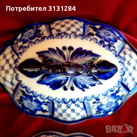 Гжел порцеланова кутия ръчно рисувана Русия, снимка 9 - Други ценни предмети - 48378629