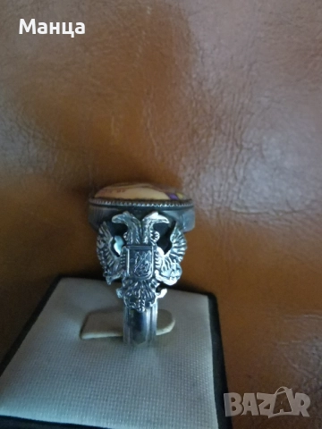 Сребърен 84 пръстен царска Русия с емайл, снимка 2 - Пръстени - 52115811