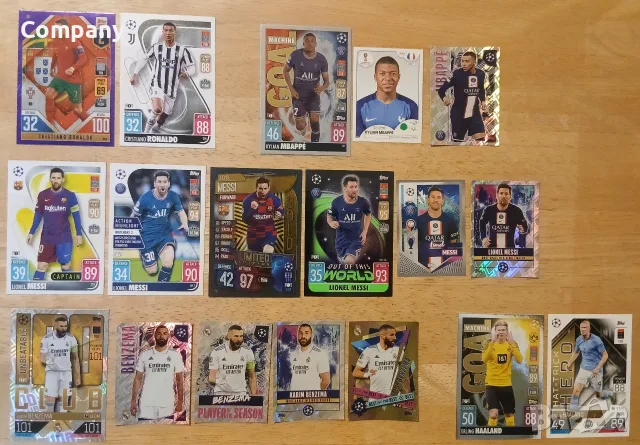 Отделно карти и стикери Роналдо Меси Мбапе Бензема Холанд Panini Панини Topps Топс