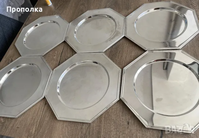 Стилни, посребрени, метални, подложни чинии/ плата 30см, снимка 2 - Чинии - 47331016